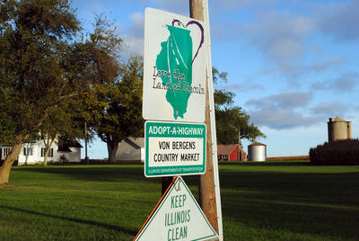 sign on country road